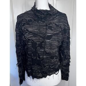 Crea Concept Distressed Black and White Jacket, Size M/L